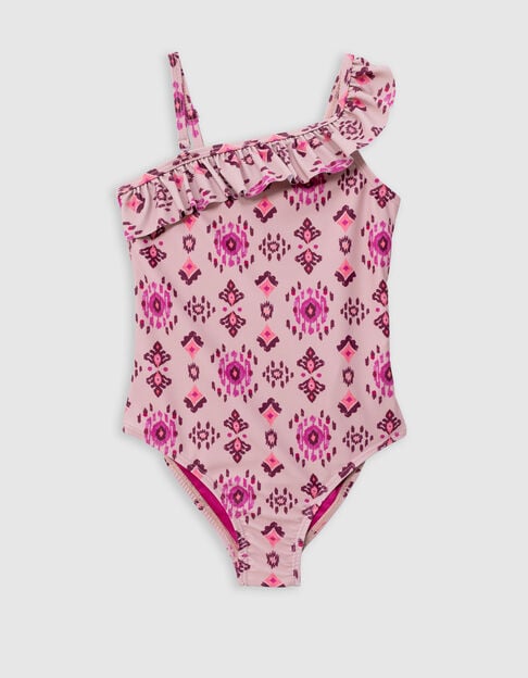 1-piece pink ethnic print swimsuit for girl - IKKS