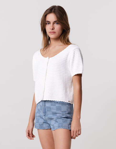 White knitted sweater reversible front/back for girl - IKKS