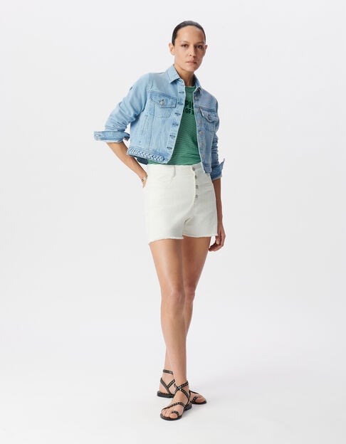 Light blue denim jacket waterless braid detail Women - IKKS